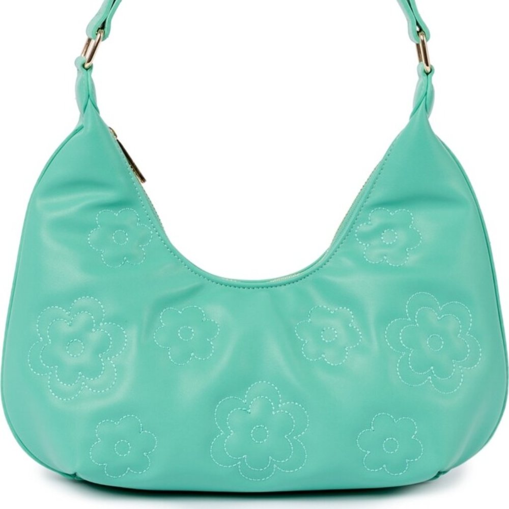 NWT LONDON Shoulder Hobo Qulited Bag Green, Gerri Flower